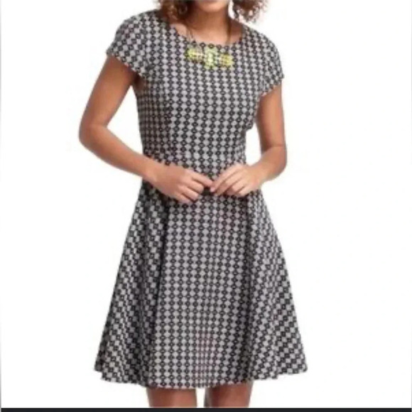 Maeve Anthropologie Jacquard Geometric Cap Sleeve Skater Dress Womens Size 0 - Picture 14 of 14